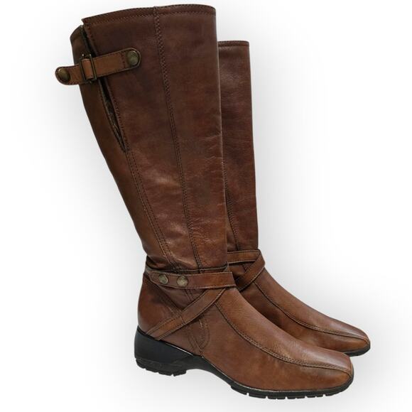 Clarks Brown Knee High Leather Tall Riding Boots – Women’s 9 - Picture 1 of 9